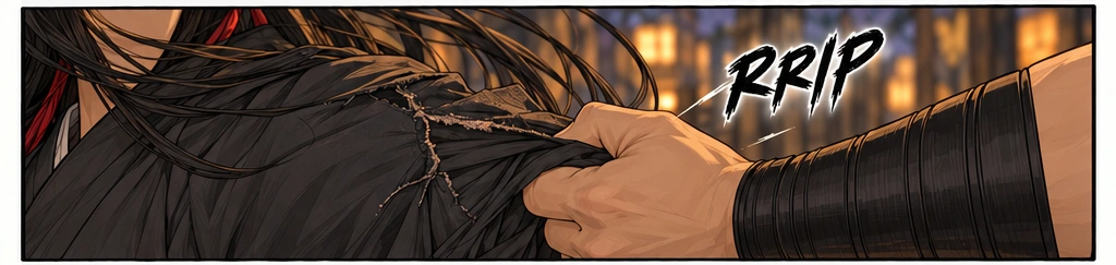 The charcoal shoulder seam tears under the grip. Teren is left holding cloth instead of the control he expected.