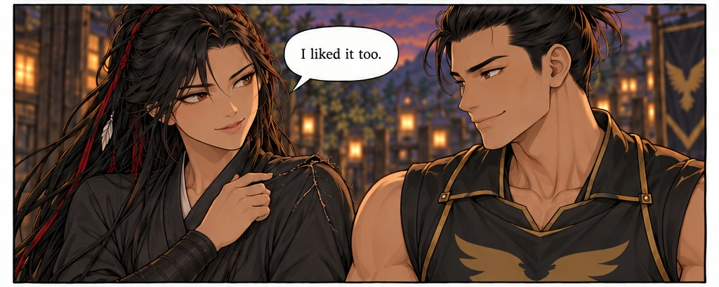 Mali looks at the tear, then answers with a small smile. Teren returns a reluctant smile of his own.